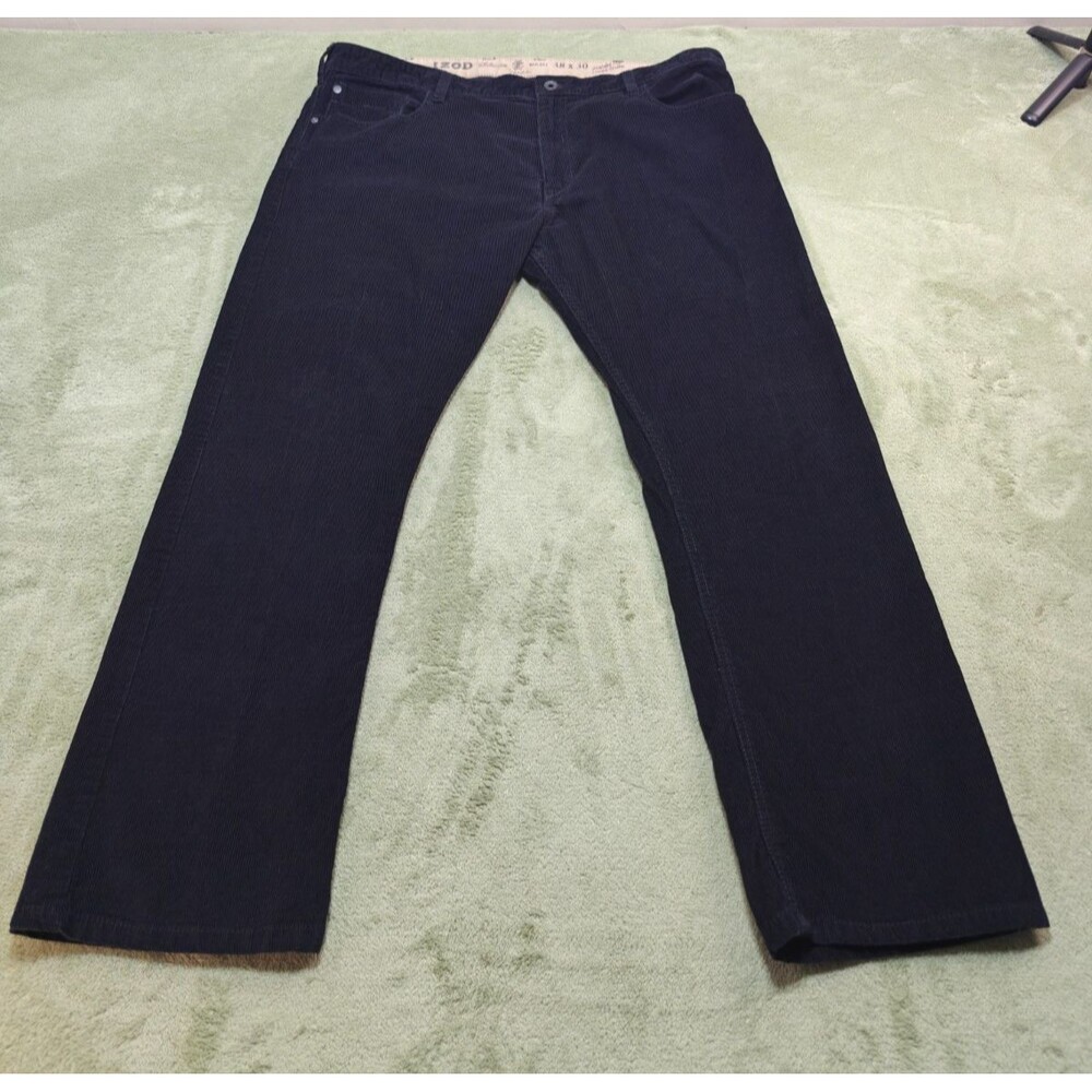 IZOD Saltwater Wash Corduroy Pants Mens 38 x 30 Black Straight Cut Cotton Slacks